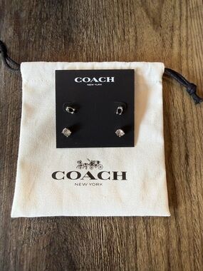 COACH Women’sSilver Stud & Hoop Earring Set - Silver -Never Worn